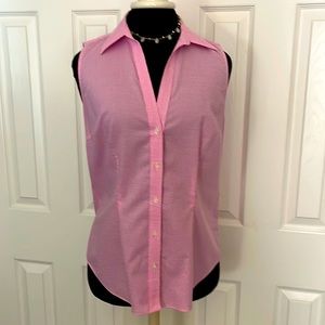 RALPH LAUREN Pink and White, Sleeveless Button Down 💯% Cotton Ladies SZ Medium